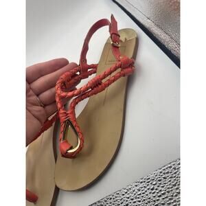 Dolce vita Dixin thong sandal dark coral leather gold accent slngbck Sz 8.5 wmn